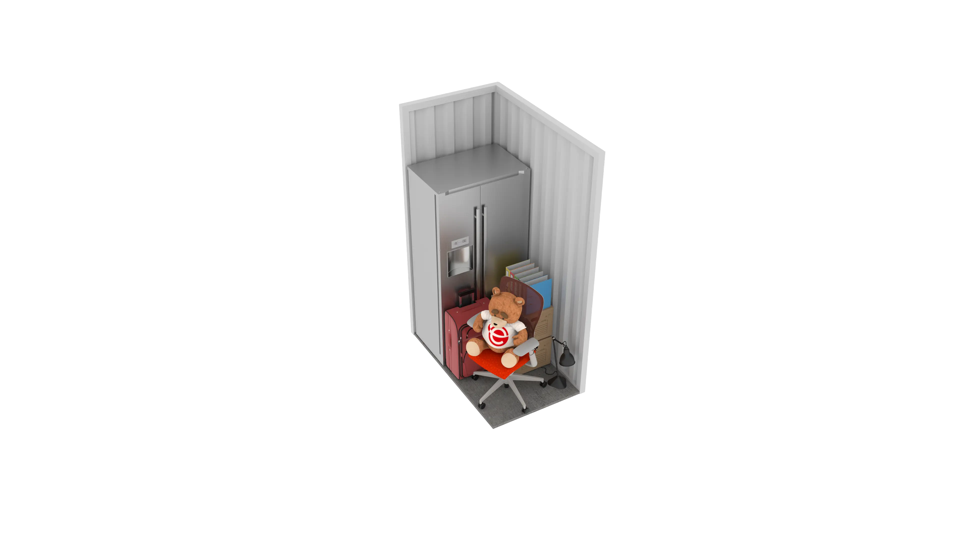 Isometric still of a storage unit with a size of 15 sqft