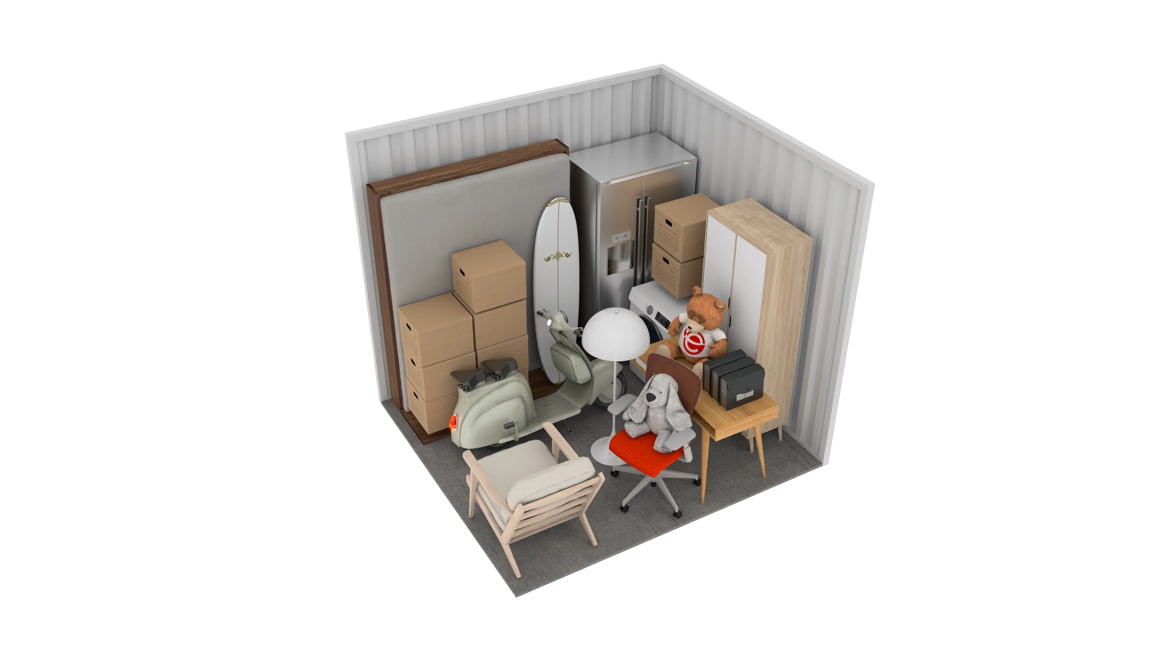 Isometric still of a storage unit with a size of 70 sqft