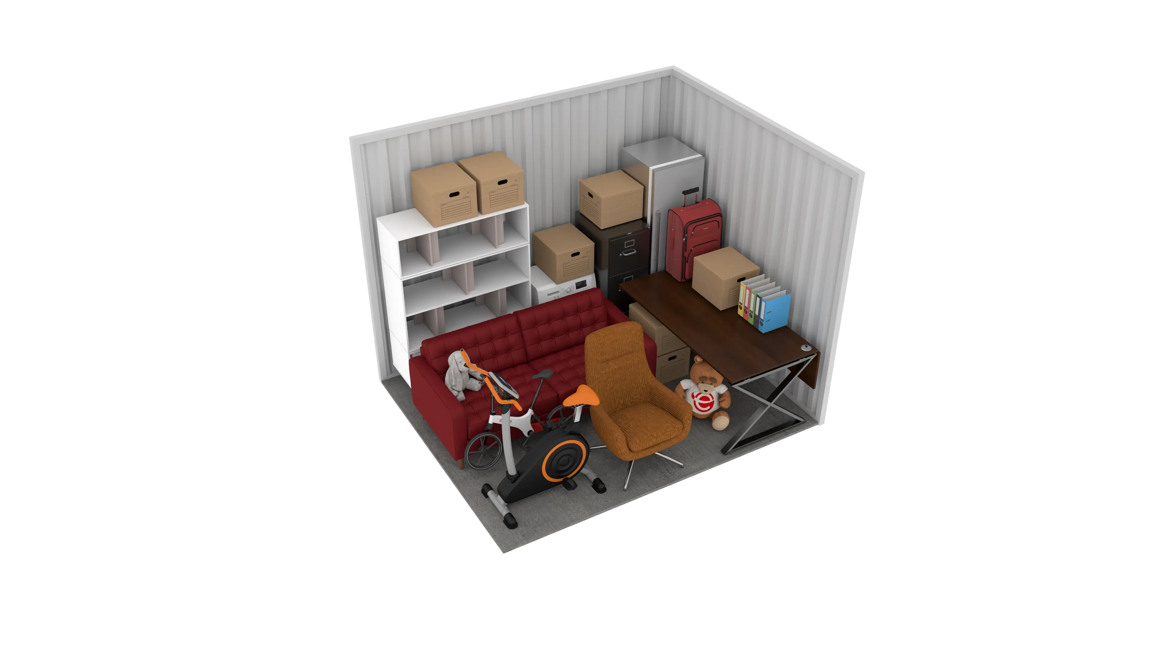 Isometric still of a storage unit with a size of 96 sqft